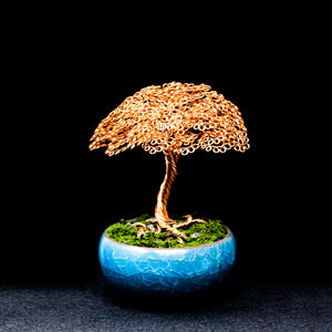 Copper Wire Bonsai Tree in Ceramic Pot