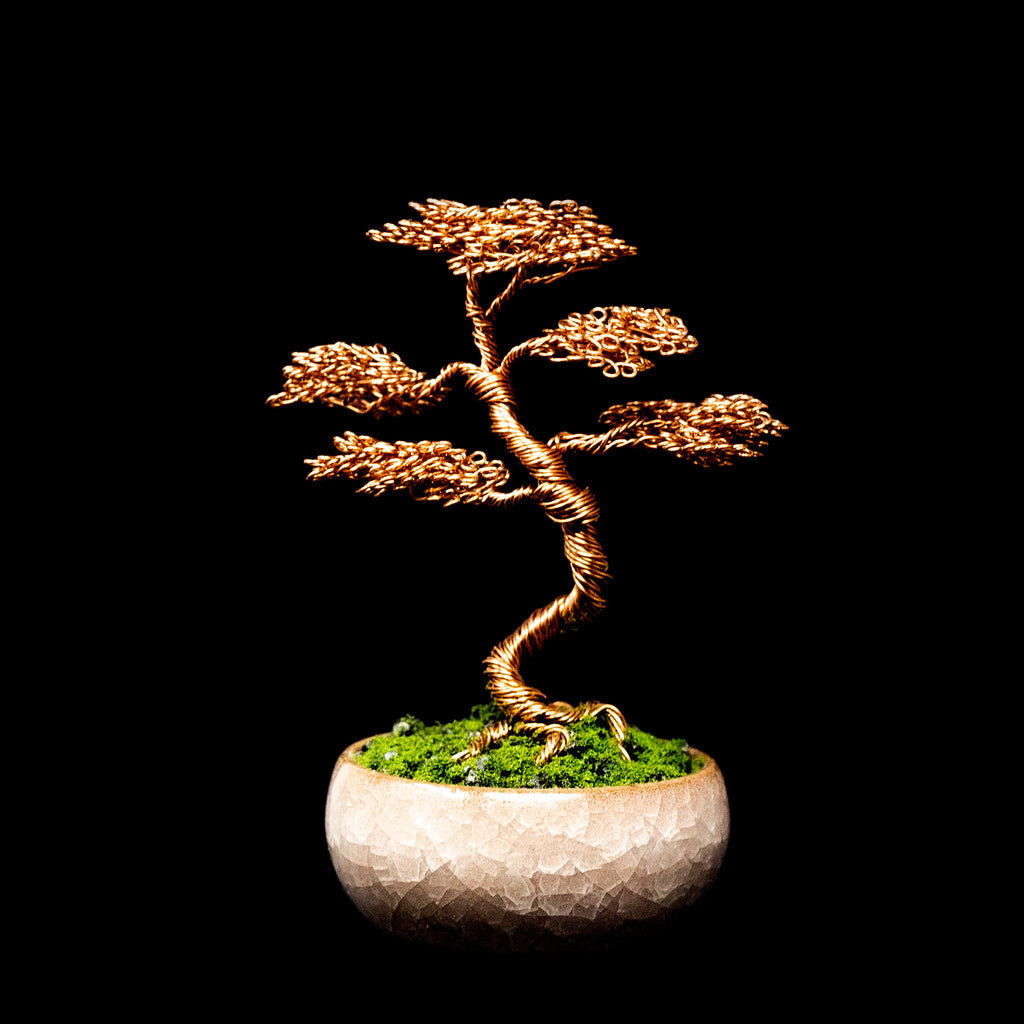 Handmade Copper Wire Tree in a Ceramic Pot