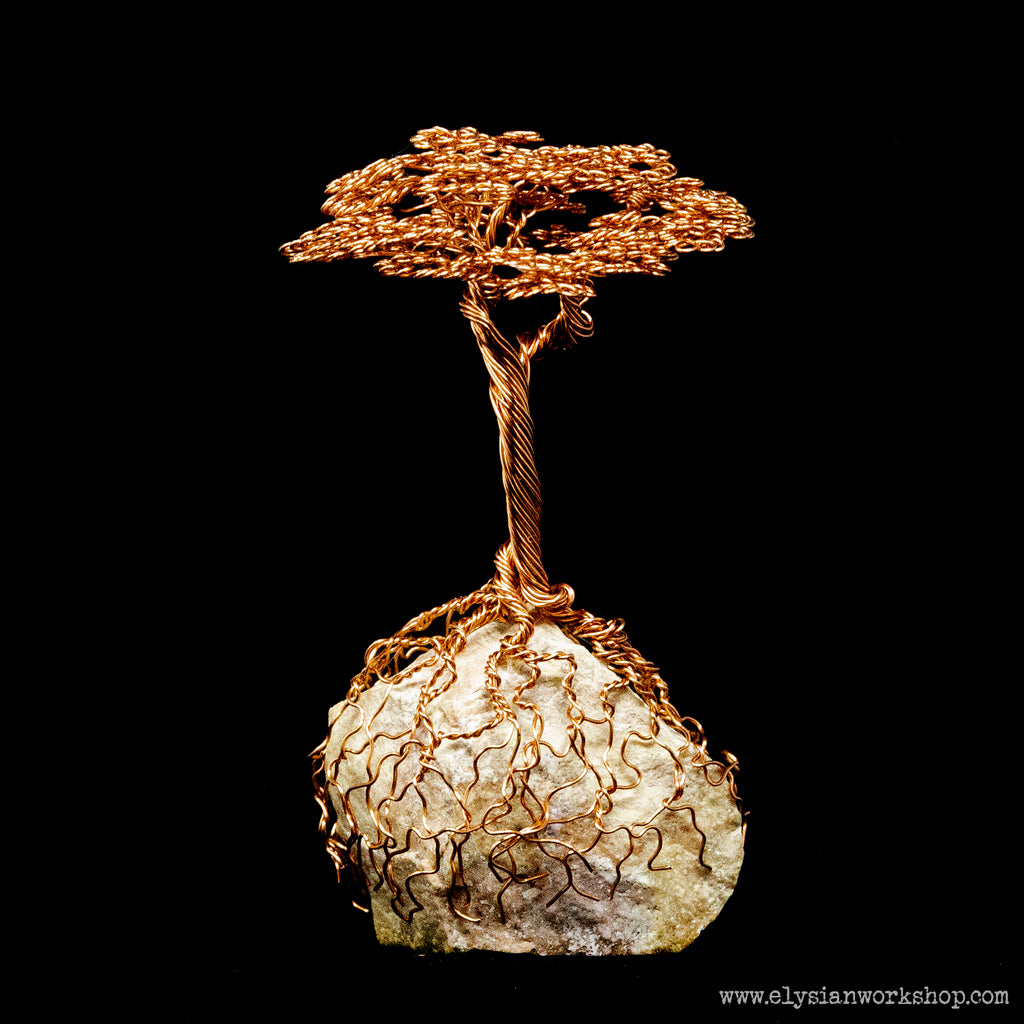 Copper Wire Tree on a Yellow Jasper Crystal