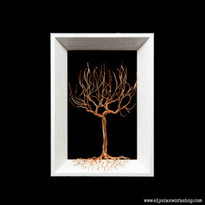 Copper Wire Tree Sculpture set in a Wooden Frame.