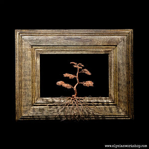 Copper Wire Tree Sculpture set in a Wooden Frame