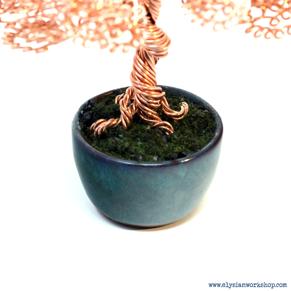 Copper Wire Bonsai Tree in Ceramic Pot.