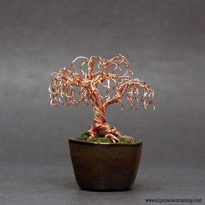 Polished Copper Willow Bonsai Tree