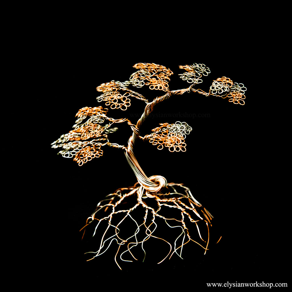 Copper Wire Cascade Tree Sculpture