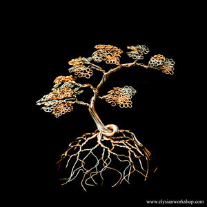 Copper Wire Cascade Tree Sculpture