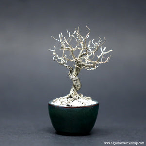 Winter - Tinned Copper Wire Bonsai in Ceramic Bonsai Pot