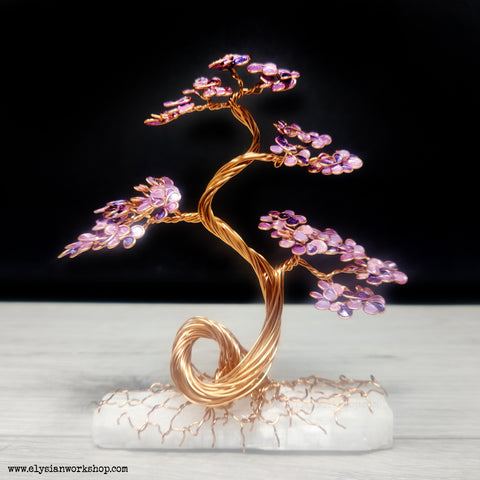 Copper Wire Bonsai Tree Sculpture on Petrified Wood Small – Elysian Workshop