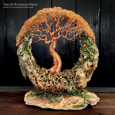 Copper Wire Bonsai Tree Sculpture on Petrified Wood Small – Elysian Workshop