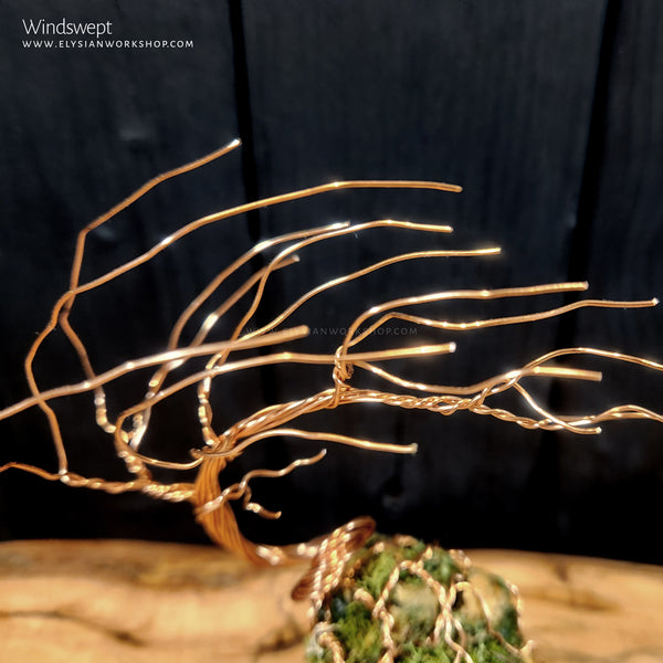 Windswept Bonsai Tree Copper Wire Tree on Ohko Dragon Stone