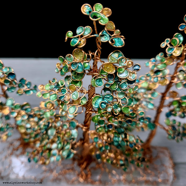 Copper Wire Autumn Fall Forest on Selenite Crystal True North Canada Woods Northwoods Art Decor Woods Sculpture