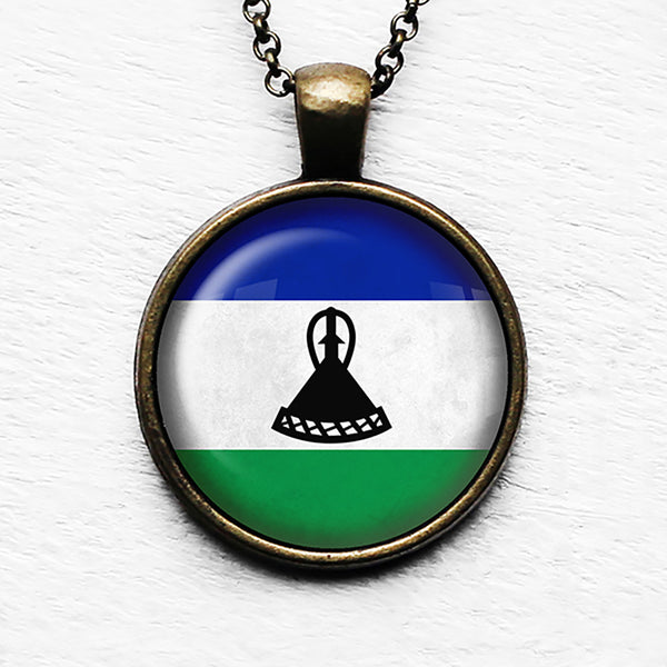 Kingdom of Lesotho Lesothan Flag Pendant & Necklace