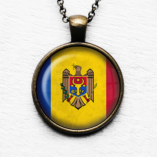 Republic of Moldova Moldovan Flag Pendant & Necklace