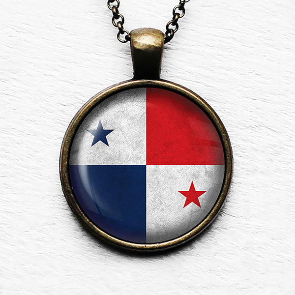 Republic of Panama Panamanian Flag Pendant & Necklace