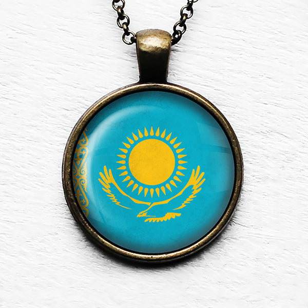 Republic of Kazakhstan Kazakhstani Flag Pendant & Necklace