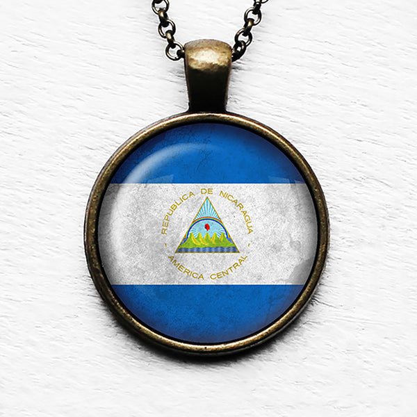 Republic of Nicaragua Nicaraguan Flag Pendant & Necklace