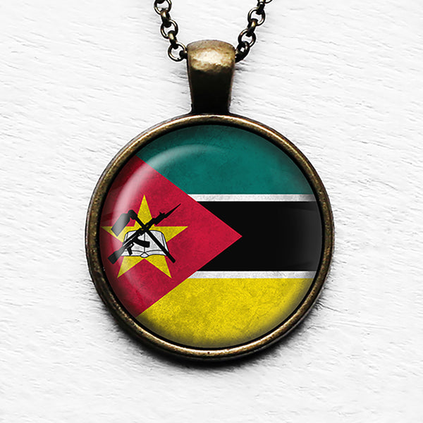 Republic of Mozambique Mozambican Flag Pendant & Necklace