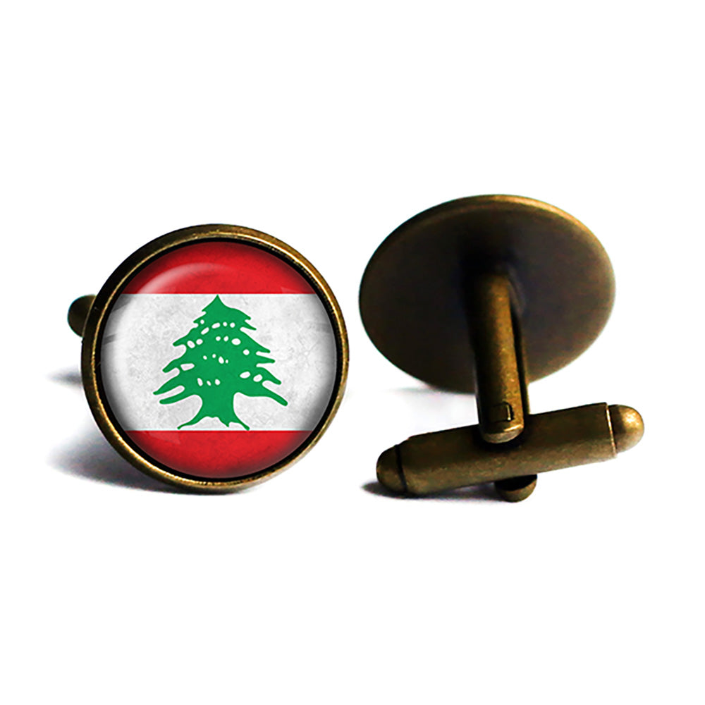 Lebanon Lebanese Republic Flag Antique Bronze Cufflinks