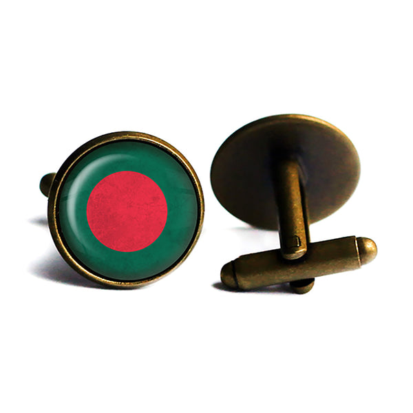 Bangladesh Bangladeshi Flag Antique Bronze Cufflinks