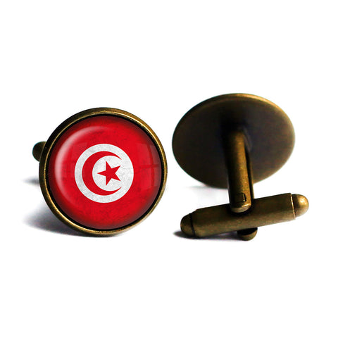 Republic of Tunisia Tunisian Flag Antique Bronze Cufflinks