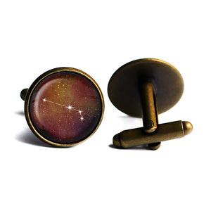 Zodiac Symbol Astrology Aries Star Constellation Antique Bronze Cufflinks