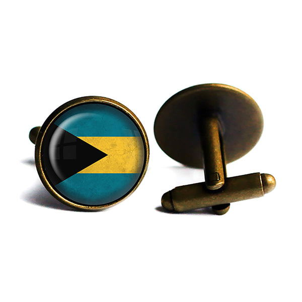 The Bahamas Bahamian Flag Antique Bronze Cufflinks