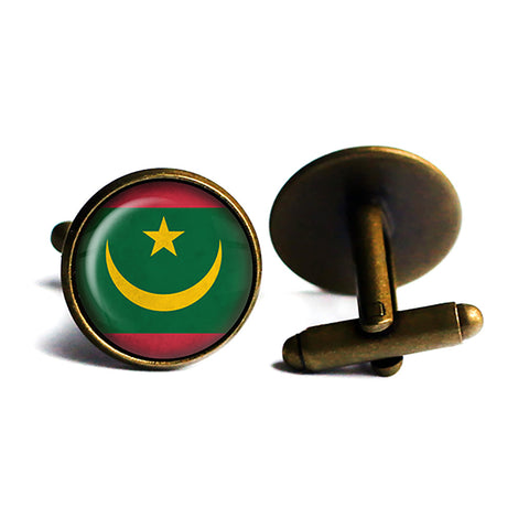 Republic of Mauritania Mauritanian Flag Antique Bronze Cufflinks