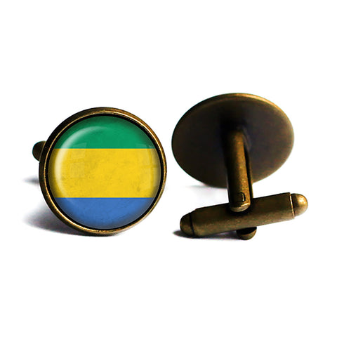 Gabonese Republic Gabon Flag Antique Bronze Cufflinks