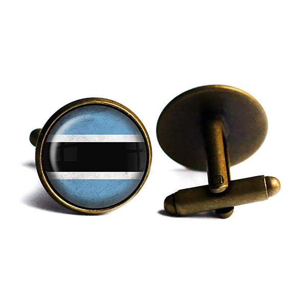 Republic of Botswana Flag Antique Bronze Cufflinks