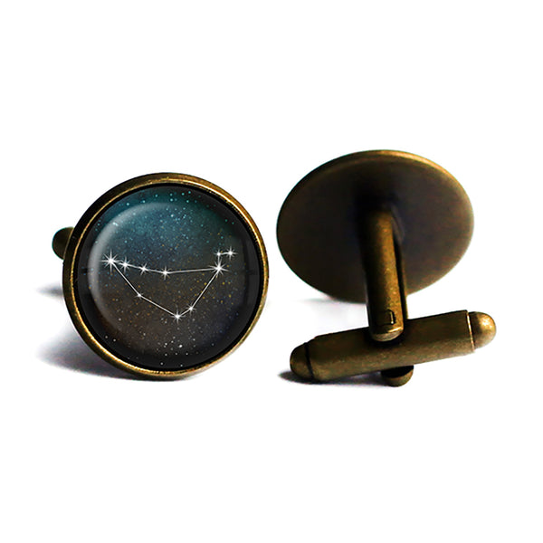 Zodiac Symbol Astrology Capricorn Star Constellation Antique Bronze Cufflinks