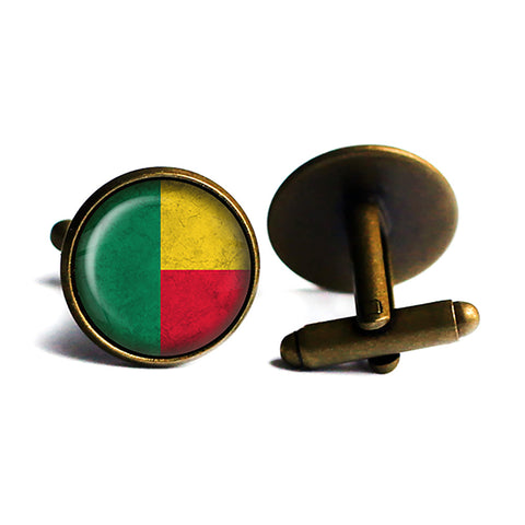 Republic of Benin Beninese Flag Antique Bronze Cufflinks