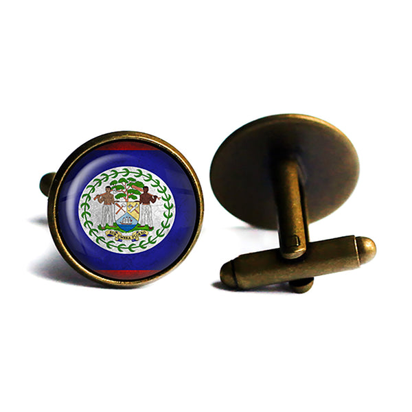 Belize Belizean Flag Antique Bronze Cufflinks