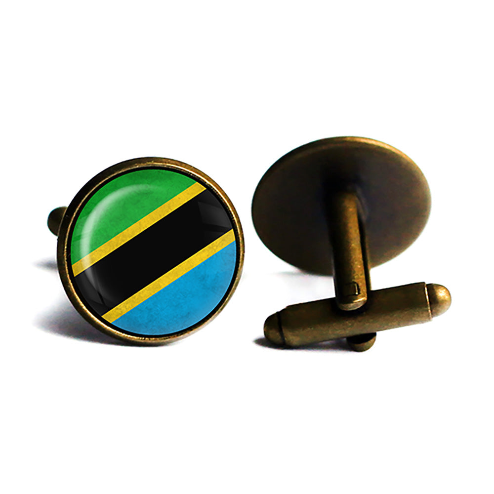 United Republic of Tanzania Flag Antique Bronze Cufflinks