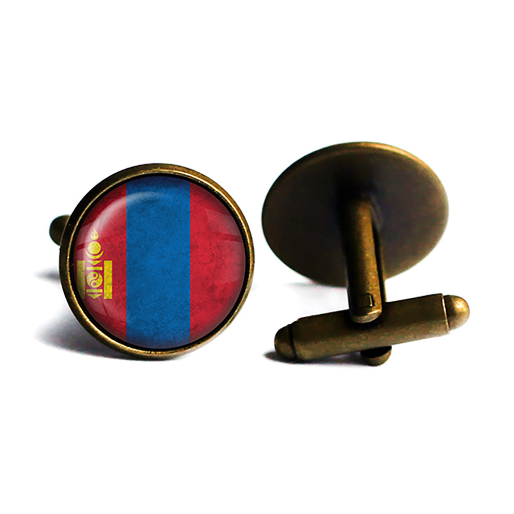 Mongolia Mongolian Flag Antique Bronze Cufflinks