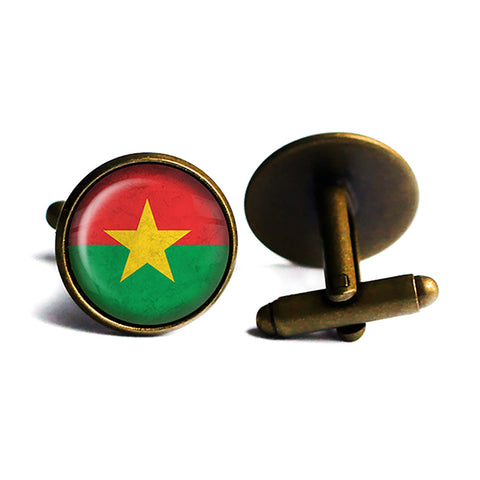 Republic of Burkina Faso Burkinese Flag Antique Bronze Cufflinks