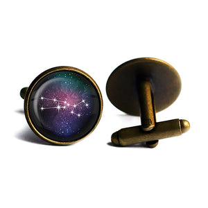 Zodiac Symbol Astrology Taurus Star Constellation Antique Bronze Cufflinks