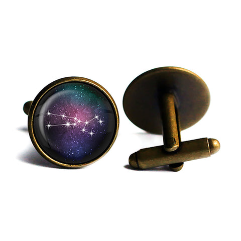 Zodiac Symbol Astrology Taurus Star Constellation Antique Bronze Cufflinks