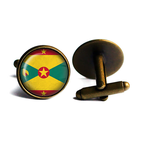 Grenada Grenadian Flag Antique Bronze Cufflinks