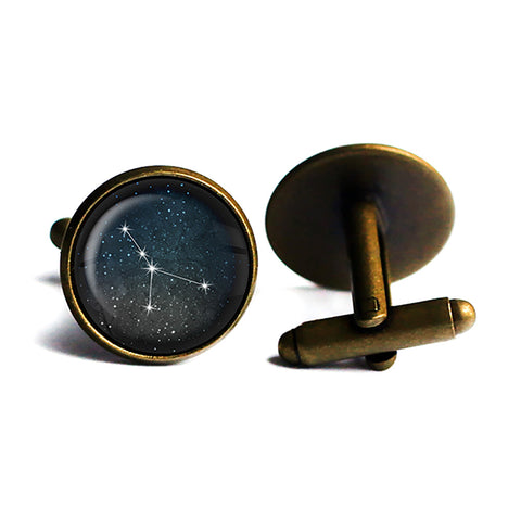 Zodiac Symbol Astrology Cancer Star Constellation Antique Bronze Cufflinks