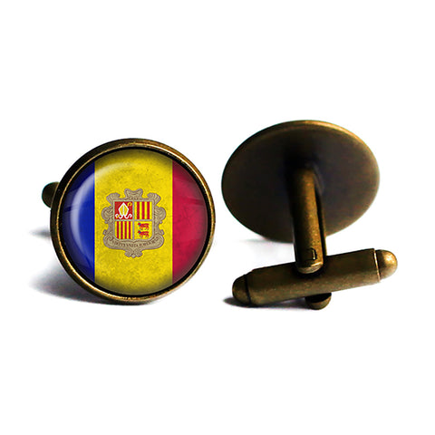 Principality of Andorra Andorran Flag Antique Bronze Cufflinks