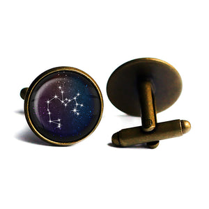 Zodiac Symbol Astrology Sagittarius Star Constellation Antique Bronze Cufflinks