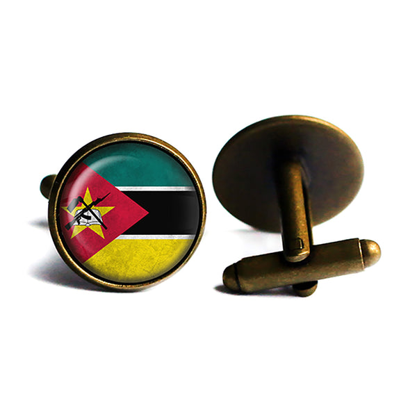 Republic of Mozambique Mozambican Flag Antique Bronze Cufflinks