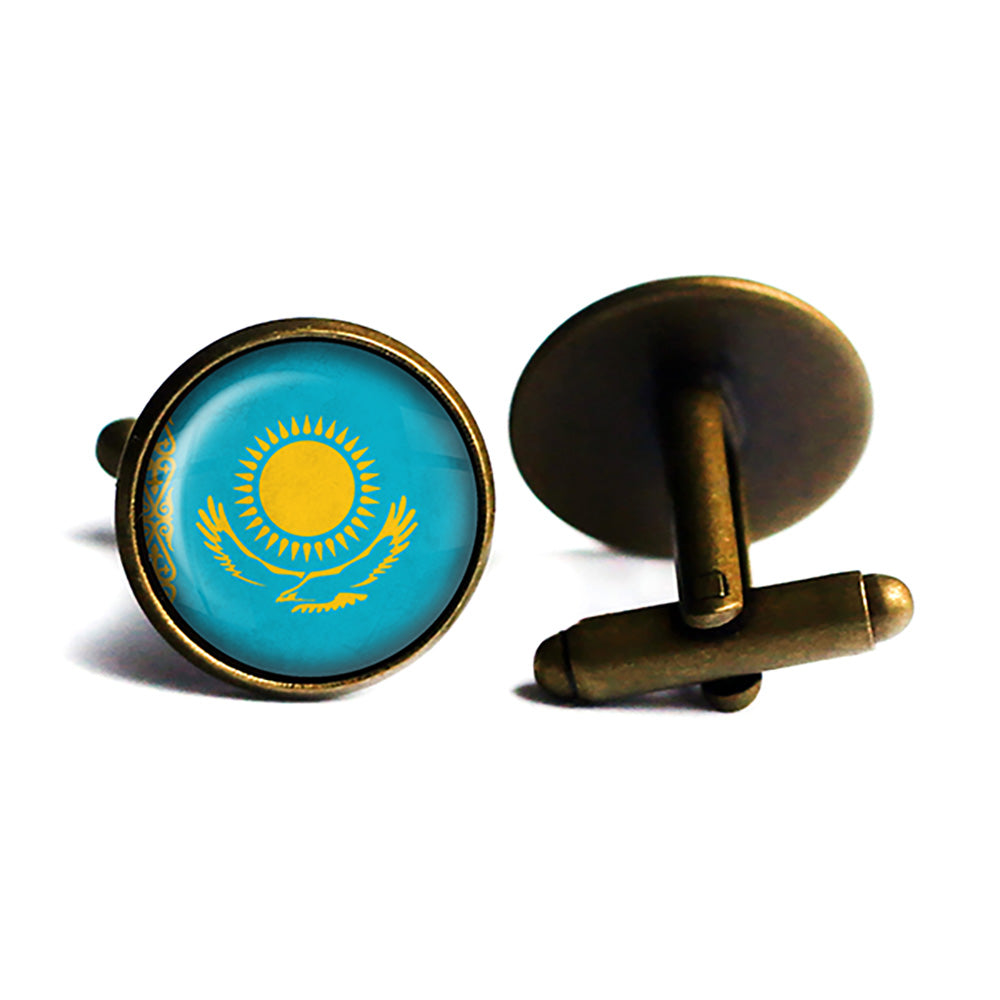 Republic of Kazakhstan Kazakhstani Flag Antique Bronze Cufflinks