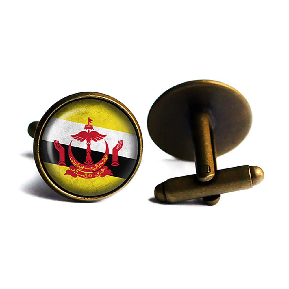 Nation of Brunei Bruneian Flag Antique Bronze Cufflinks