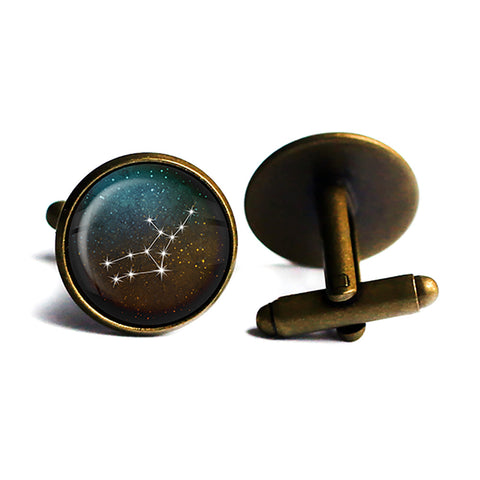 Zodiac Symbol Astrology Virgo Star Constellation Antique Bronze Cufflinks