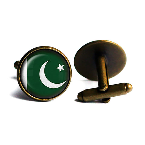 Islamic Republic of Pakistan Flag Antique Bronze Cufflinks