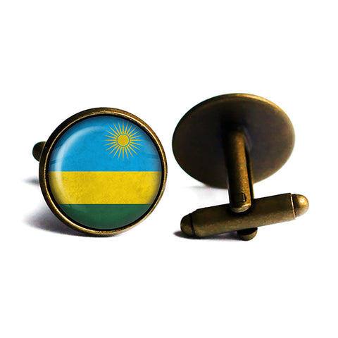 Republic of Rwanda Rwandan Rwandese Flag Antique Bronze Cufflinks