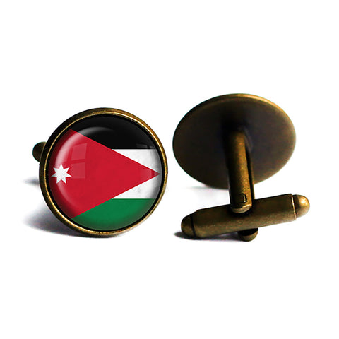 Kingdom of Jordan Jordanian Flag Antique Bronze Cufflinks