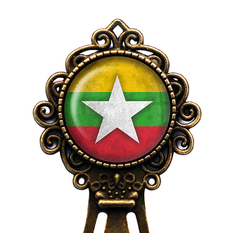 Republic of the Union of Myanmar Burma Burmese Flag Bronze Bookmark