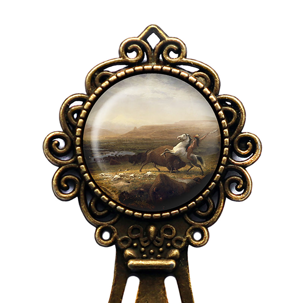 Albert Bierstadt The Last of the Buffalo 1888 Classic Artwork Bronze Bookmark