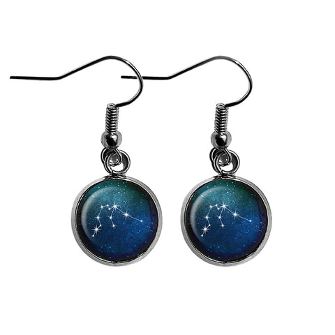 Zodiac Symbol Astrology Aquarius Star Constellation Surgical Steel Earrings